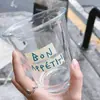 Taza de café de cristal de 350 ml con letras creativas para el hogar, gruesa, para oficina, regalo