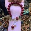 Pulsera Vintage al por Mayor de Arena Dorada Morada Cinnabar de Mina Antigua para Mujer, Joyería Étnica con Cuentas