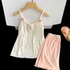 Dulce y elegante conjunto de pijama de camisola de modal de princesa para niñas, ropa de casa de verano para niñas pequeñas y niños mayores
