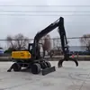 El Fabricante Suministra Modelo 120 de Excavadora Multifuncional con Ruedas, Excavadora para Ingeniería Municipal y Máquina para Excavar Zanjas en Jardinería