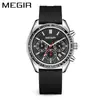 MEGIR nuevo reloj de cuarzo cronógrafo multifunción para hombre de negocios con correa de silicona al por mayor reloj luminoso resistente al agua