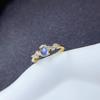 Anillo nuevo plateado 925 chapado en oro de 18k con incrustaciones de piedra lunar azul natural anillo directo de fábrica una generación de cabello