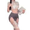 Gato Nocturno Lencería Sexy Estilo Academia Conjunto de Dos Piezas Dulce Pura Tentación Deseo Falda con Abertura Uniforme