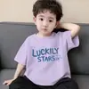 Camiseta de Manga Curta Masculina Verão 2026 Top Estampado Infantil Estilo Coreano Bonito Solto Algodão Gola Redonda Camiseta Básica