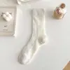 Meias Femininas Estilo Ballet Série Miu Renda Meias Brancas Super Macias Algodão Puro Absorventes de Suor Renda em Malha Vazada Borda Doce Meias Femininas