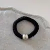 Diadema de Seda de Leche, Simple y Versátil, Diadema con Cuentas de Concha, Cuerda para el Cabello de Alta Elasticidad y Duradera, Cuerda para Moño de Bola, Goma Elástica