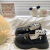 Zapatos de Plataforma Estilo Francés Mary Jane de Plataforma de Una Capa para Mujer Invierno 2024 Nuevos Estilo Británico Combinan con Todo Mocasines de Velcro para Mujer