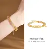 Pingente da Sorte Moeda dos Cinco Imperadores em Prata Esterlina S925, Pulseira de Cristal Pagode Amarelo para Mulheres, Nova Joia de Pulseira de Luxo Leve Estilo Chinês, Presente