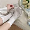Calcetines de algodón holgados en forma de corazón de color blanco lechoso para mujer, finos y transpirables para verano, estilo ballet Miu Lolita japonés JK, calcetines de media pantorrilla