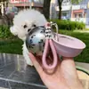 Dispensador de Agua Portátil para Perros para Uso en Exteriores, Botella de Agua Plegable, Taza de Viaje de Acero Inoxidable 304, Botella de Agua para Mascotas para Uso en Exteriores