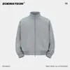 Zoewatson Outono Americano Transfronteiriço Nova Cor Sólida Versátil Cardigan Moletom Solto Casual Simples Confortável Roupa Exterior
