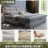 Cama tapizada suave con hebilla de rejilla cuadrada minimalista moderna color blanquecino dormitorio principal cama doble de 1.8 m minimalismo italiano base baja cama de boda