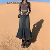 Falda Vaquera Vintage para Mujer Primavera y Otoño 2024 Moderna Versátil Nueva de Cintura Alta de Longitud Media con Óxido y Cola de Pez