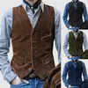 Estación Independiente de Amazon Transfronteriza Ropa de Trabajo Chaleco Retro Americano para Hombre Chaleco de Pana Chaqueta Casual Estilo Británico