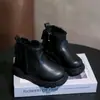 Botas de Princesa de Cuero para Niña, Nuevo Estilo Otoño, Botas Martin para Bebé con Lazo, Botas Individuales Dulces con Cremallera Lateral y Suela Suave
