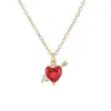 Aogou Venta Caliente Transfronteriza Amazon Personalidad Simple Chapado en Cobre Oro de 18K Circonita Roja Colgante Collar Pareja Amor