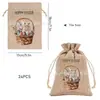 Bolsas de Regalo de Arpillera para Pascua de Venta Caliente Transfronteriza en Stock, Bolsas con Cordón para Dulces de Huevo de Pascua, Bolsas de Arpillera con Cordón al por Mayor