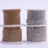 Cadena de garra colorida hecha a mano doble fila base dorada y plateada metal galvanizado cadena de garra de pedrería accesorios para ropa vestido DIY garra diamante