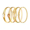 Pulsera Cruzada con Forma de Bambú Incrustada de Diamantes con Circonita Ovalada, Electrochapado al Vacío de Acero Inoxidable, Pulsera de Cierre para Mujer Moderna y Sencilla