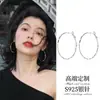 Pendientes de Aro de Plata Pura S999, Aros Lisos de Lujo Ligero, Clips para Orejas de Gama Alta, Aretes de Botón, Pendientes de Círculo Grande, Venta al por Mayor