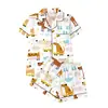 2026 Nuevo Conjunto de Pijama de Cardigan de Seda de Leche Transfronterizo con Estampado para Mujer de Manga Corta y Shorts Ropa de Casa Transfronteriza Venta al por Mayor