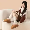 Pantuflas de algodón afelpado para pareja de invierno con talón para mujer, zapatos de algodón cálidos afelpados de suela gruesa para casa de otoño, botas de nieve de dibujos animados para hombre
