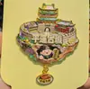 [Shanxi] Hengshan Datong Pingyao Ciudad Sello Versión de Fuente con Forma de Abanico Imán de Refrigerador de Madera Souvenirs Culturales y Creativos