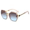 Óculos de sol femininos Nova Moda 2024 Lente transparente perna de metal marinho armação grande óculos de sol poligonais óculos europeus e americanos