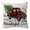 Amazon Venta Caliente Navidad Nuevo Alce Cuadros Pino Coche Sofá Funda de Cojín Lino Funda de Almohada Venta al por Mayor