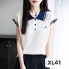Camiseta de Punto Ligera con Solapa de Encaje de Manga Corta para Mujer Verano Nuevo Holgada de Media Manga Polo Superior Fábrica