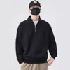 Sudadera con Media Cremallera y Cuello Alto para Hombre Mangas Raglán para Primavera y Otoño Tops de Terciopelo Sueltos de Manga Larga Chaquetas para Hombre de Moda