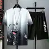 Nuevo Conjunto de Dos Piezas para Hombre de Verano Camiseta de Manga Corta y Shorts tipo Traje Camuflaje Tendencia Hombre Guapo Casual Transpirable Deportivo