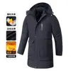 Comercio Exterior Invierno Nueva Llegada Chaqueta de Algodón de Longitud Media para Hombre con Capucha Desmontable para Papás de Mediana Edad y Mayores Ropa de Algodón Cálida Casual de Negocios