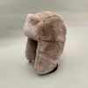 Protección de invierno para las orejas Sombrero Lei Feng para mujer para exteriores Grueso Cálido A prueba de frío Lindo Orejera Algodón Sombrero con forro polar Sombrero de piel de conejo Rex para hombre