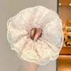 Elástico de Cabelo de Renda Estilo Coreano para Rabo de Cavalo, Scrunchie Grande, Elástico para Coque, Acessório de Cabelo de Luxo para Meninas