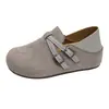 Zapatos de mujer sin cordones con doble hebilla para primavera/otoño, nuevo estilo Birkenstock, casual y a la moda, corte profundo, 2026, con aumento de altura interno, doble uso