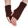 Guantes de Punto para Mujer en Otoño e Invierno, Guantes Versátiles y Lindos de Medio Dedo para Estudiantes para Escribir, Mangas Cálidas y a Prueba de Frío de Lana de Color Puro
