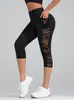 Nuevos Pantalones Deportivos Cortos, Pantalones de Yoga de Malla Empalmada Levanta Glúteos, Leggings con Bolsillo, Pantalones para Mujer