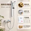 Juego de Cabezal de Ducha con Cuerpo Principal de Cobre Puro, Barra Elevadora Plateada, Cabezal de Ducha de Mano, Baño Doméstico, Montado en la Pared
