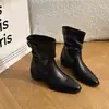 Botas versátiles retro de tacón grueso con punta para mujer, botas cortas de moda Otoño 2026, botines estilizados europeos y americanos que aumentan la altura