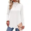 Camisetas Europeas y Americanas Transfronterizas de Amazon Otoño/Invierno 2026 Nuevas de Cuello Alto de Manga Larga de Color Sólido Casual Camiseta Básica para Mujer