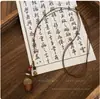 Colar com Pingente de Bolota em Cordão de Cera Longo Estilo Chinês Tom Frontal de Madeira Novo Design Zen Chinês Acessórios Corrente de Suéter