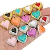 Acero Inoxidable Color Esmalte Colgante de Corazón con Goteo de Aceite Encaje Tallado Colgante de Corazón de Melocotón Accesorios para Manualidades Accesorios