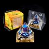 Adorno de Pirámide de Bola de Cristal Natural, Pieza de Decoración para el Hogar de Grava de Cristal Recubierta de Resina, En Caja