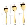 Jantar Household Square Head Ice Cream Spoon Sobremesa Jantar Spoon 304 Aço Inoxidável Long Handle Flat Bottom Spoon Grande Ouro