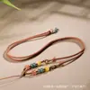 Nuevo Diseño Original Estilo Chino Ámbar Rojo del Sur de Cristal Hebilla de Paz Colgante de Collar, Cordón de Collar Thangka para Mujeres, Sencillo y Versátil