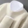Nuevo Suéter de Lana Otoño e Invierno para Hombre 100% Lana Pura Cuello Redondo Jersey Holgado Tallas Grandes Base Tejida Suéter de Cachemira