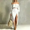 Otoño 2026 Nuevo Conjunto de Moda Transfronteriza para Mujer Europeo y Americano Conjunto Casual de Top de Color Sólido y Falda Larga