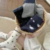 Calcetines de Invierno y Otoño para Mujer, Lindos de Conejo, Cachemir, Dibujos Animados, Estampados, Rayas, Bloques de Color, Cachorro, Estilo Universitario, Caña Media, Calcetines Arrugados Sin Costuras