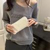 Monedero de Color Sólido Moderno Popular para Mujer 2025 Nuevo Bolso Clutch Largo Acolchado Simple con Múltiples Ranuras para Tarjetas